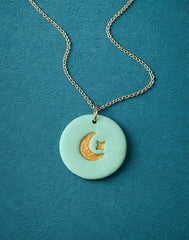 Colgante luna y estrella verde menta