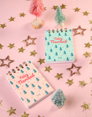 Cuaderno de bolsillo Navidad rosa