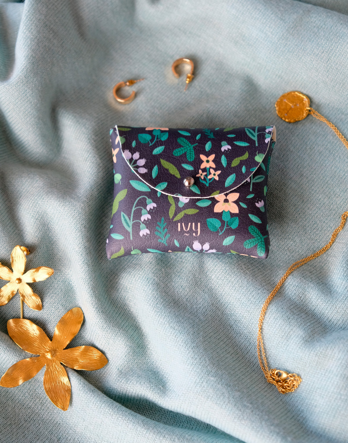 Mini cartera "Floral bloom" negra