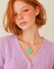 Colgante luna y estrella verde menta