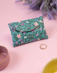 Monedero Leaves and feather verde